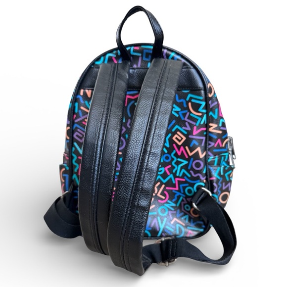 Stranger Things 80s Neon Print Mini Backpack Black Faux Leather OS - Picture 4 of 9